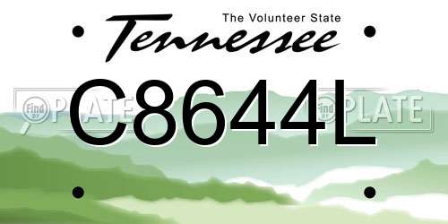 C8644L Tennessee License Plate