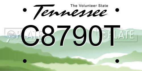 C8790T Tennessee License Plate