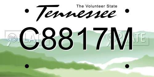 C8817M Tennessee License Plate