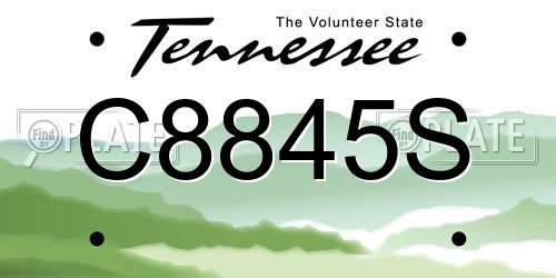 C8845S Tennessee License Plate