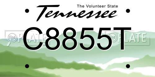 C8855T Tennessee License Plate