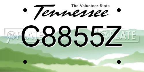 C8855Z Tennessee License Plate