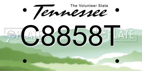 C8858T Tennessee License Plate