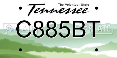 C885BT Tennessee License Plate