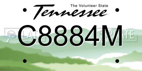 C8884M Tennessee License Plate