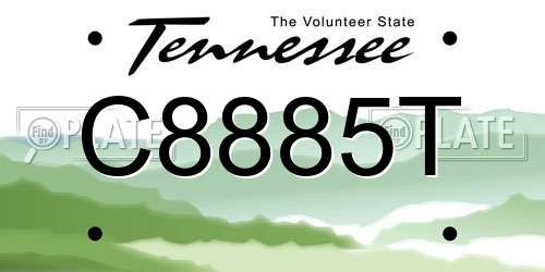 C8885T Tennessee License Plate