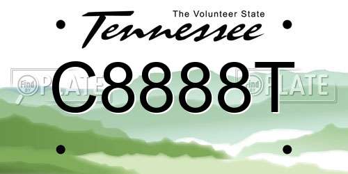 C8888T Tennessee License Plate