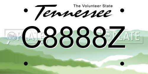 C8888Z Tennessee License Plate