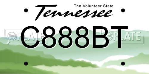 C888BT Tennessee License Plate