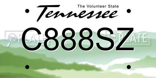 C888SZ Tennessee License Plate