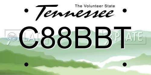 C88BBT Tennessee License Plate