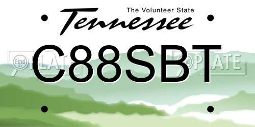 C88SBT Tennessee License Plate