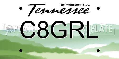 C8GRL Tennessee License Plate