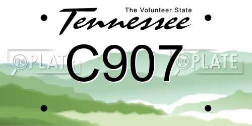 C907 Tennessee License Plate
