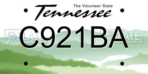 C921BA Tennessee License Plate