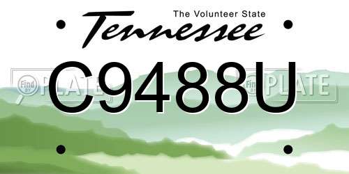 C9488U Tennessee License Plate