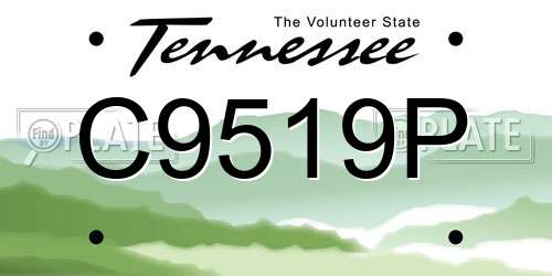 C9519P Tennessee License Plate