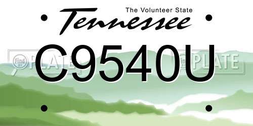 C9540U Tennessee License Plate
