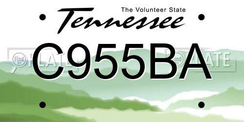 C955BA Tennessee License Plate