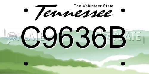 C9636B Tennessee License Plate