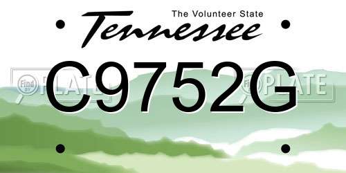 C9752G Tennessee License Plate