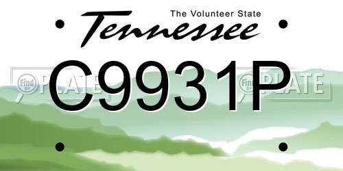 C9931P Tennessee License Plate