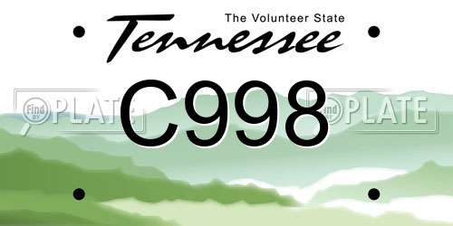 C998 Tennessee License Plate