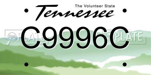 C9996C Tennessee License Plate