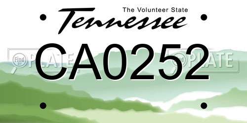 CA0252 Tennessee License Plate