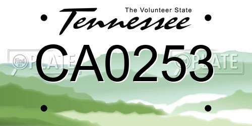CA0253 Tennessee License Plate