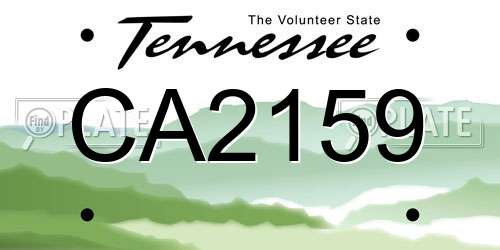 CA2159 Tennessee License Plate