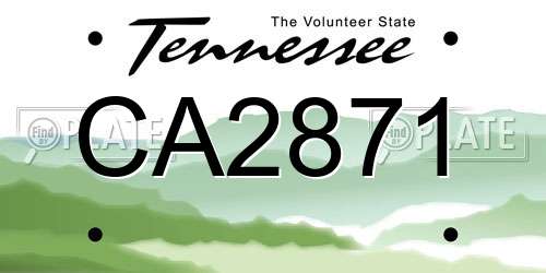 CA2871 Tennessee License Plate