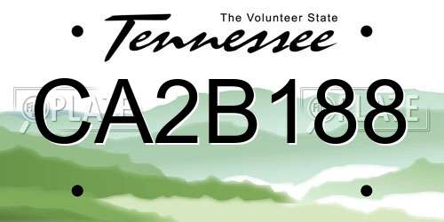 CA2B188 Tennessee License Plate