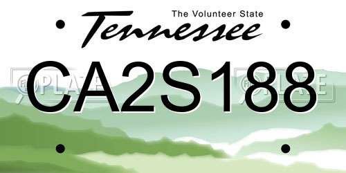 CA2S188 Tennessee License Plate