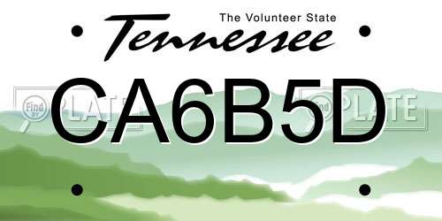 CA6B5D Tennessee License Plate