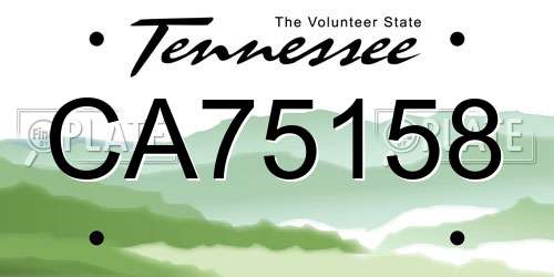 CA75158 Tennessee License Plate