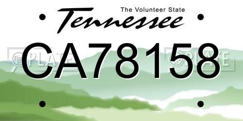 CA78158 Tennessee License Plate
