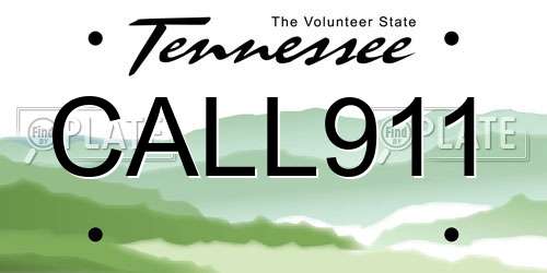 CALL911 Tennessee License Plate