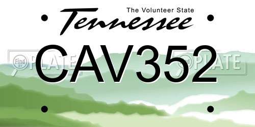CAV352 Tennessee License Plate