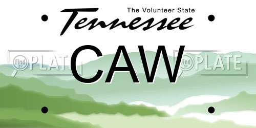 CAW Tennessee License Plate