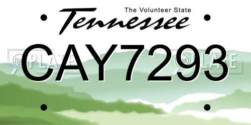 CAY7293 Tennessee License Plate