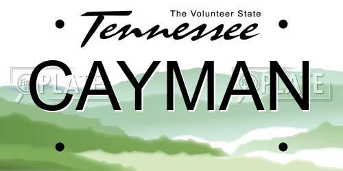 CAYMAN Tennessee License Plate