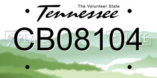 CB08104 Tennessee License Plate