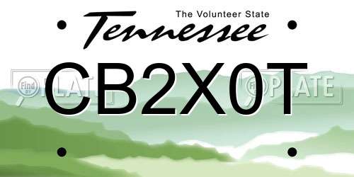 CB2X0T Tennessee License Plate