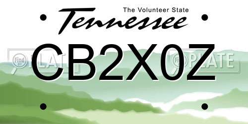 CB2X0Z Tennessee License Plate