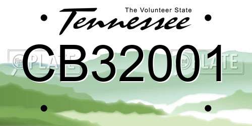 CB32001 Tennessee License Plate