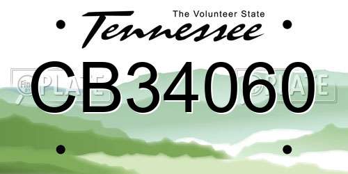 CB34060 Tennessee License Plate
