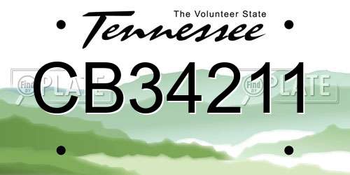 CB34211 Tennessee License Plate
