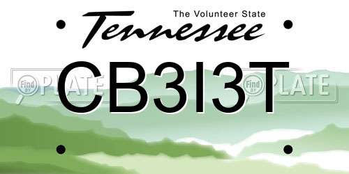 CB3I3T Tennessee License Plate