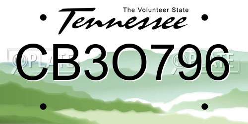 CB3O796 Tennessee License Plate